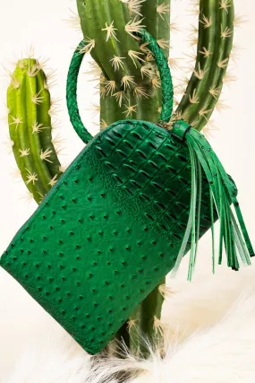 NGIL Green Faux Ostrich Bangle Clutch