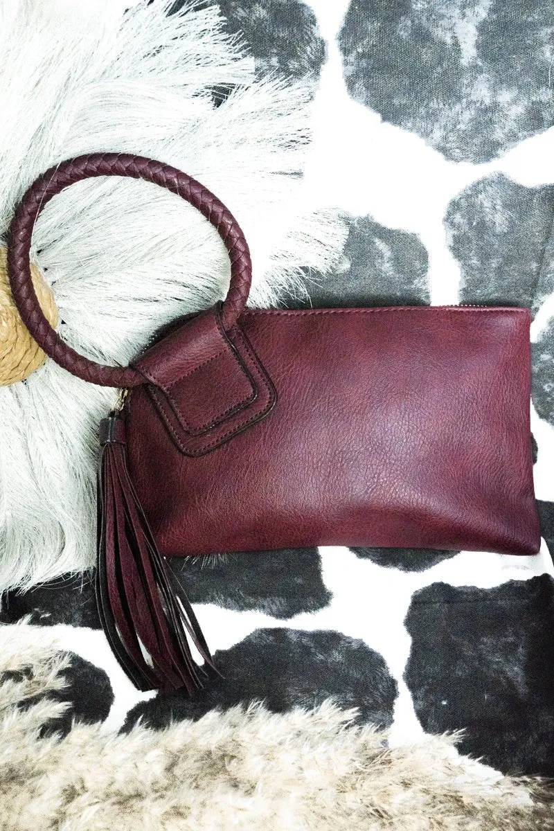 NGIL Wine Faux Leather Bangle Clutch