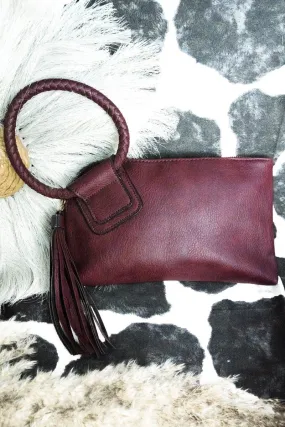 NGIL Wine Faux Leather Bangle Clutch