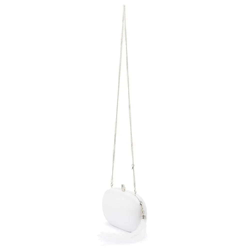 OB7467 JENNA FEATHER TASSEL CLUTCH