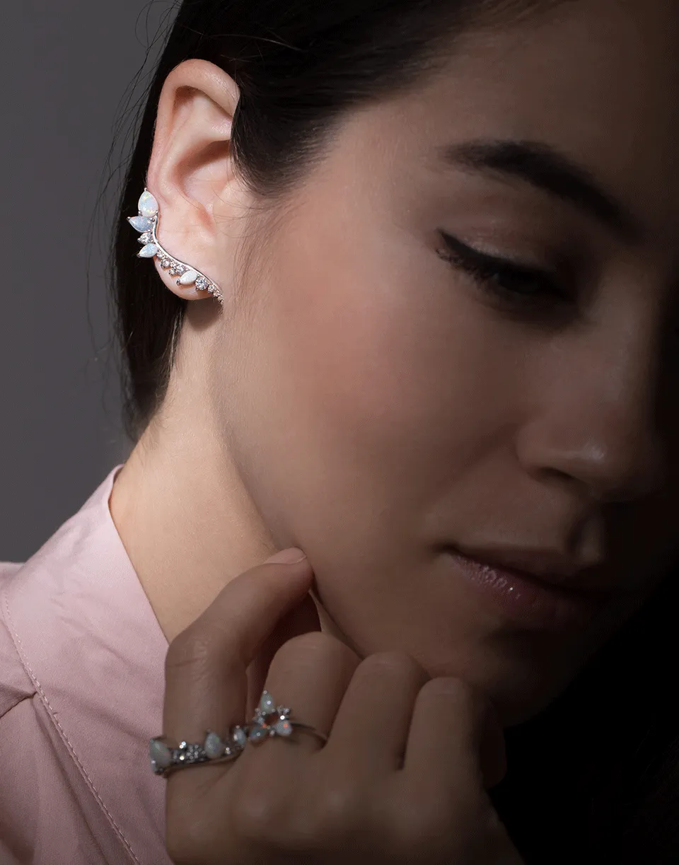 Opal and Diamond Electric Ear Cuffs