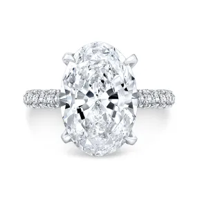 Oval Diamond Engagement Ring Mounting - Pave Diamond Hidden Halo