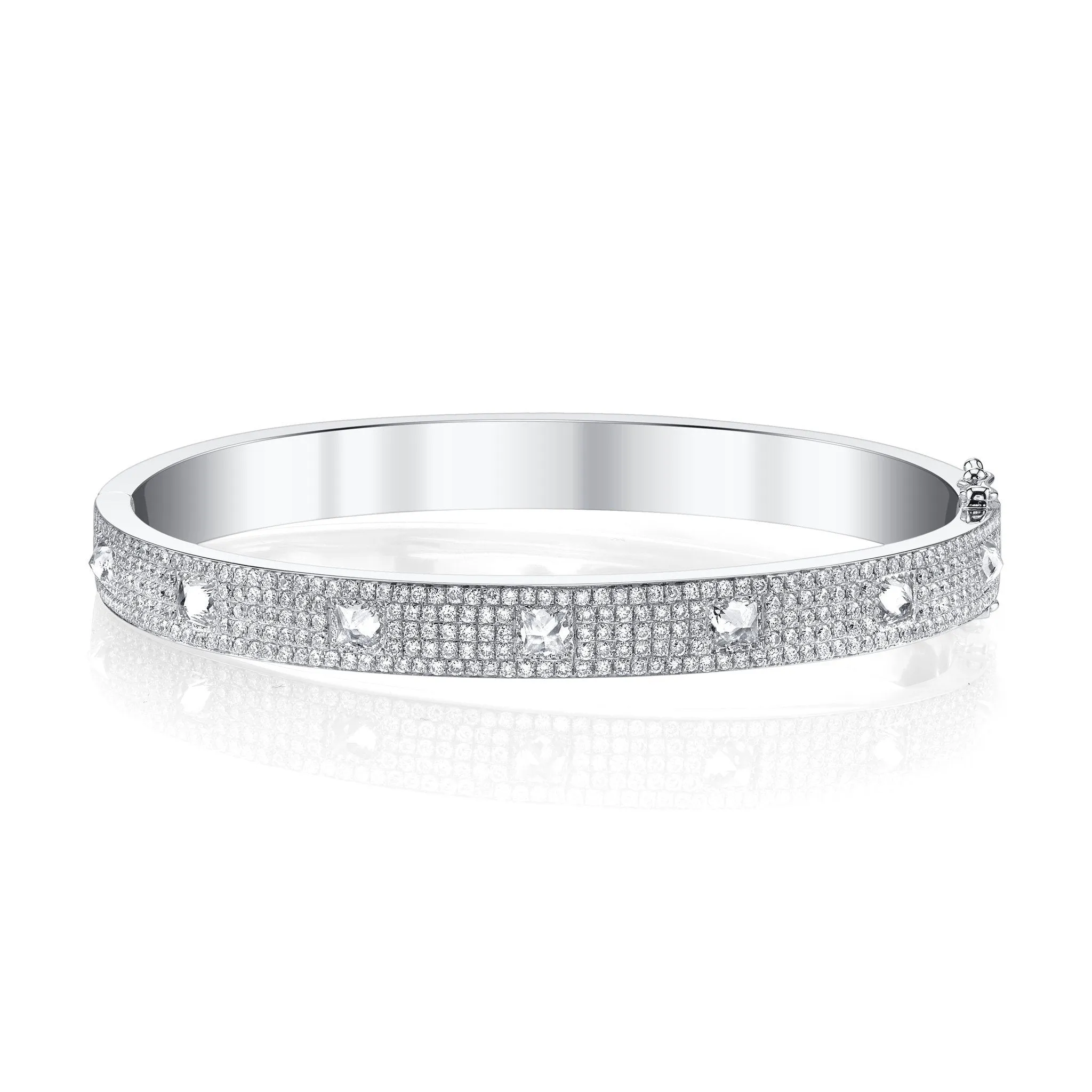 PAVE DIAMOND INVERTED PRINCESS CUT OVAL BRACELET