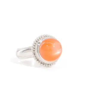 Peach Moonstone 8.79 Carat Sterling Silver Handcrafted Gemstone Ring