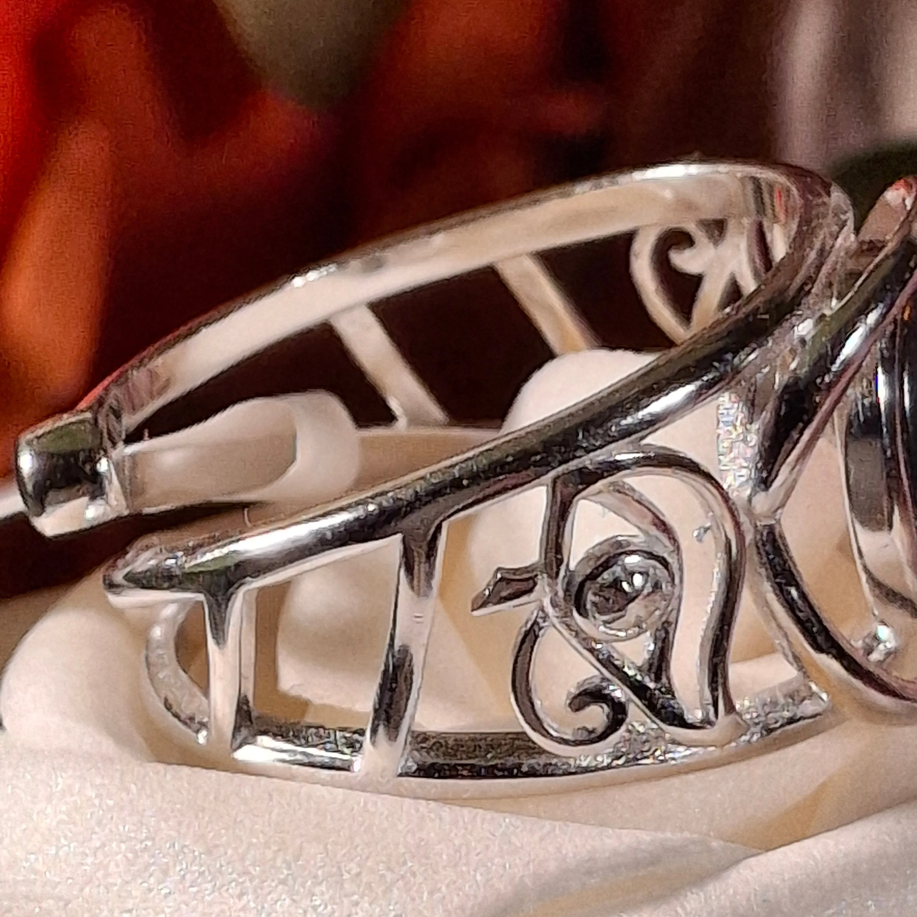 Peach Moonstone Egyptian Eye Adjustable Cuff Ring .925 Silver for New Beginnings, Artistic Expression, Creativity & Manifestation