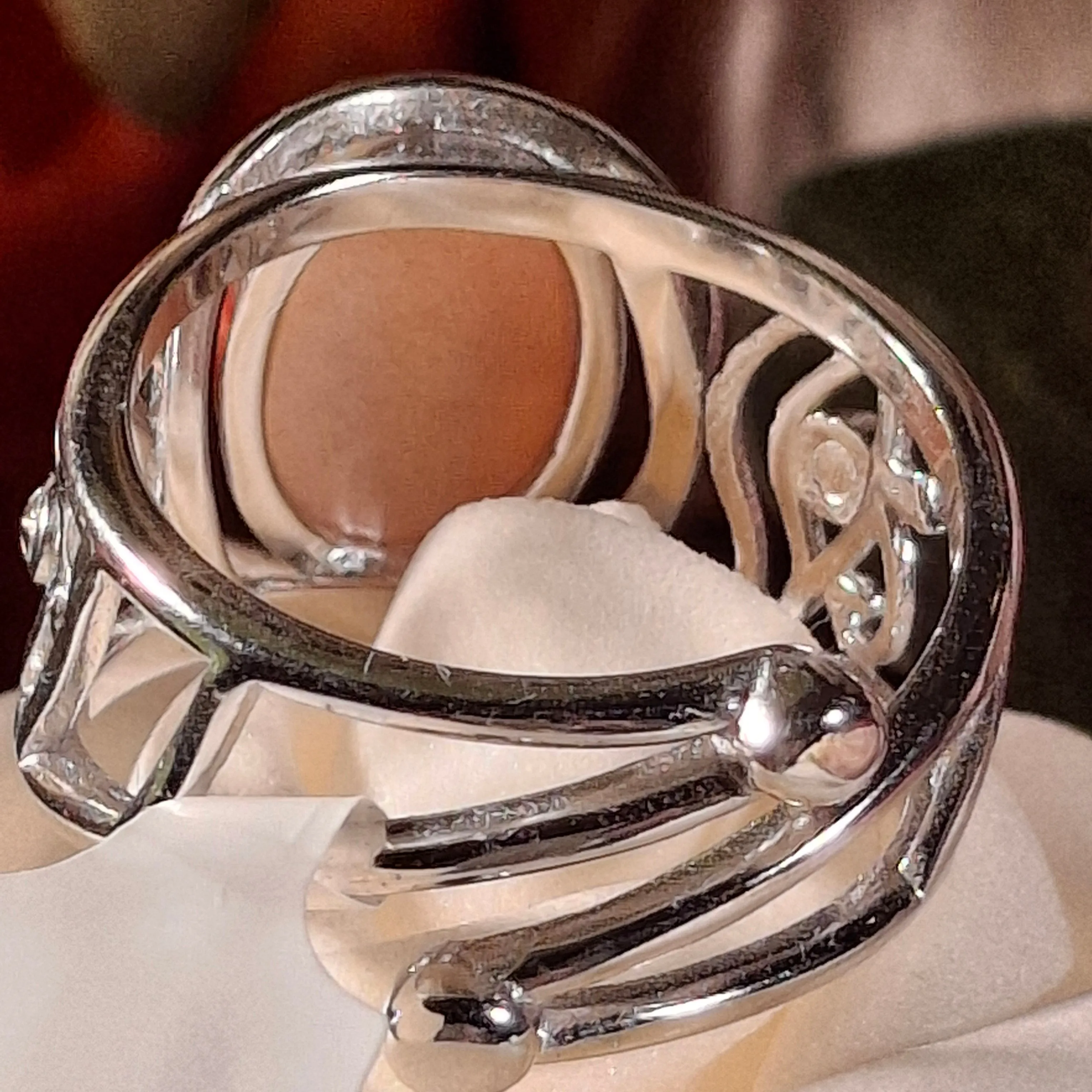 Peach Moonstone Egyptian Eye Adjustable Cuff Ring .925 Silver for New Beginnings, Artistic Expression, Creativity & Manifestation