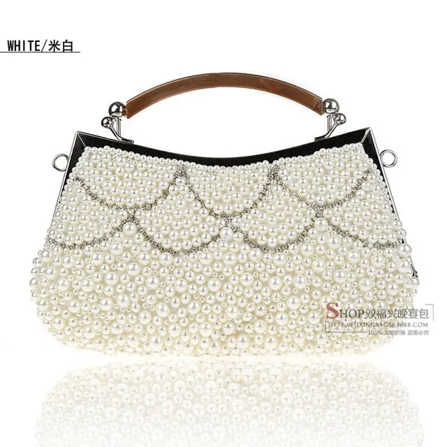 Pearl Beaded Shell Shaped Bridal Clutch