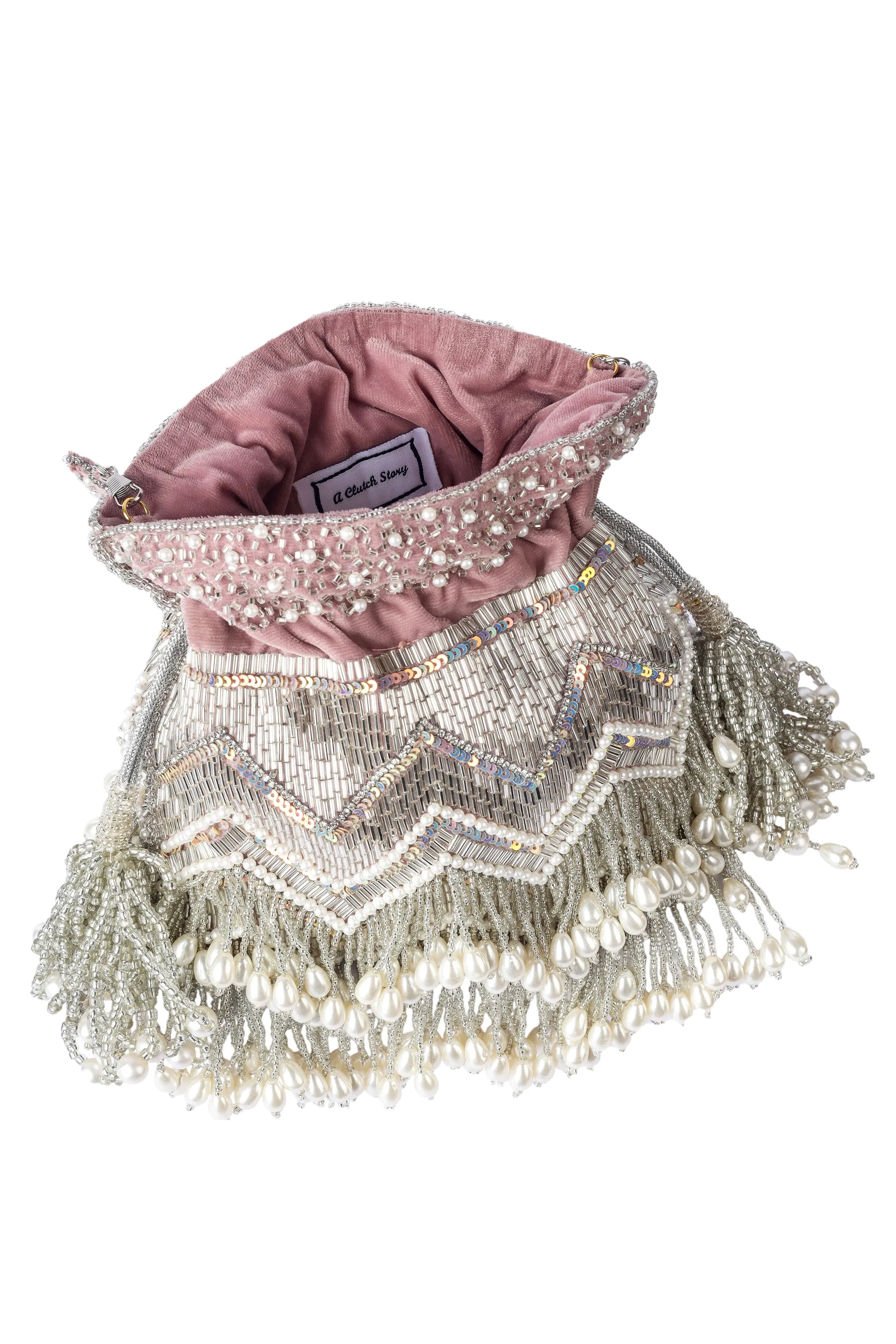 Peri Pearl Tassel Hand-embroidered Potli  - Rent
