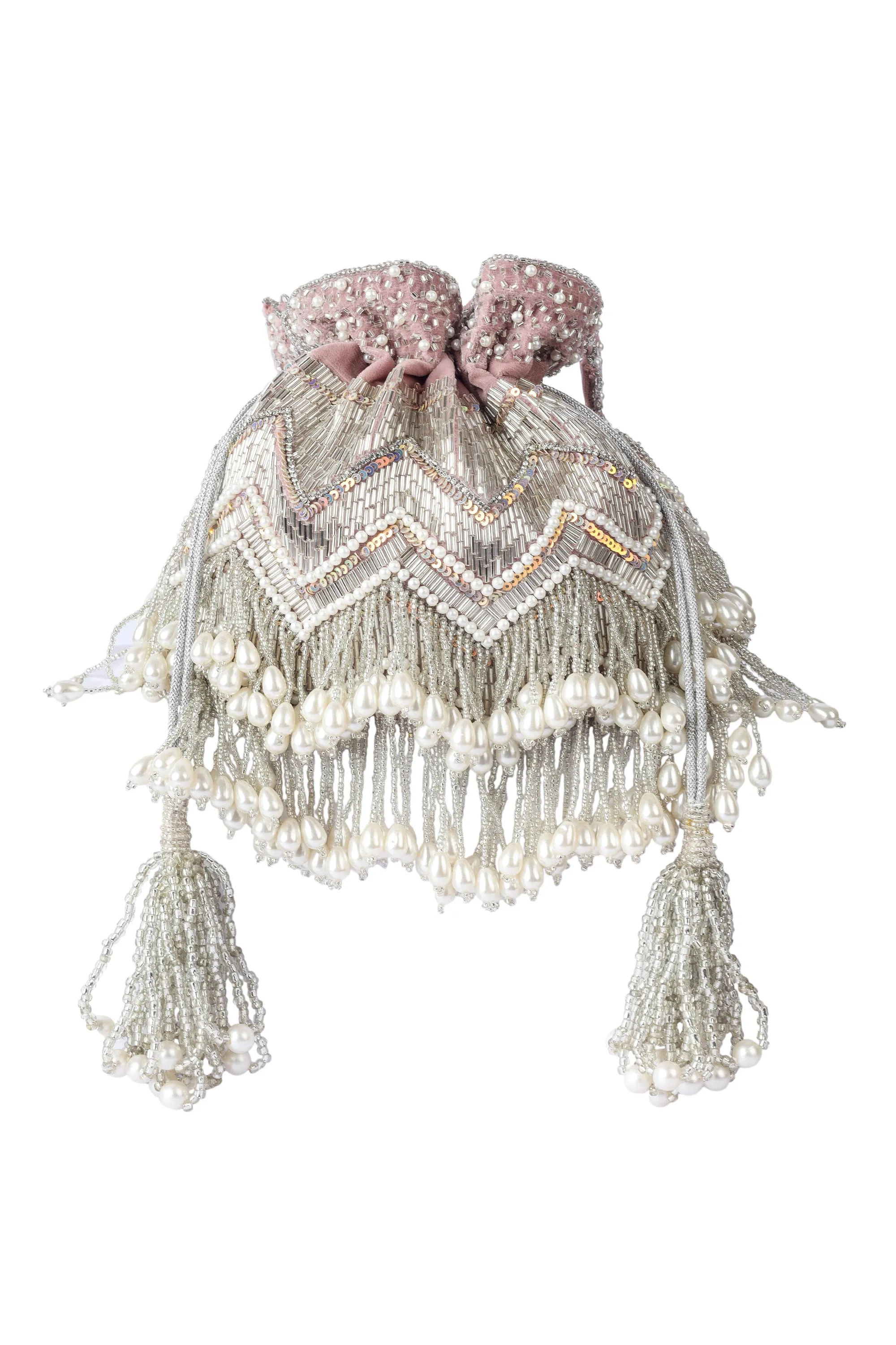 Peri Pearl Tassel Hand-embroidered Potli  - Rent