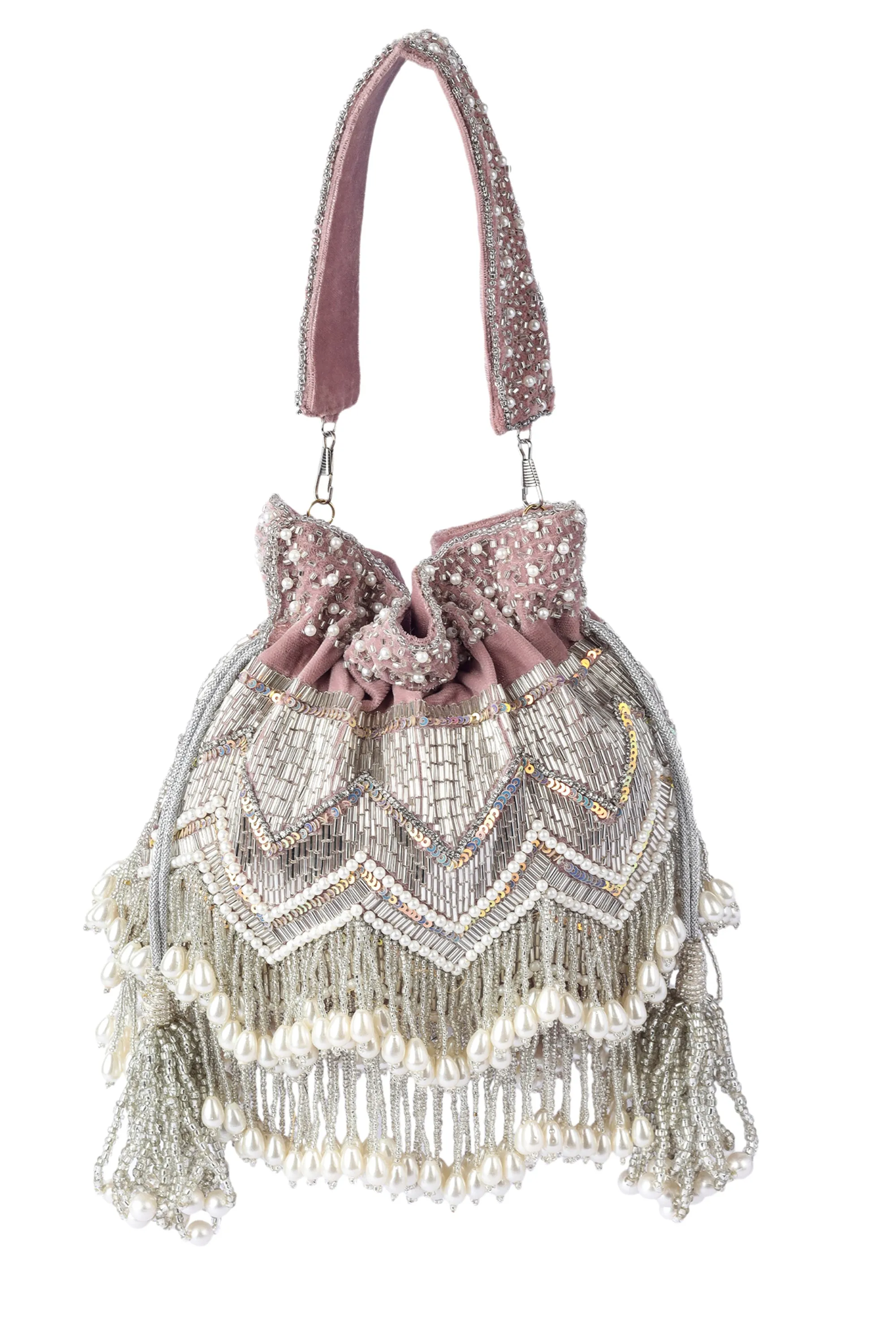 Peri Pearl Tassel Hand-embroidered Potli  - Rent