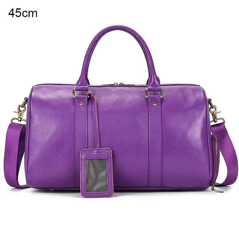 Personalized Leather Duffel Bags Purple Blue Brown Black