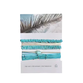 Pink House Pearl Color Stack Pull Bracelets - Turquoise