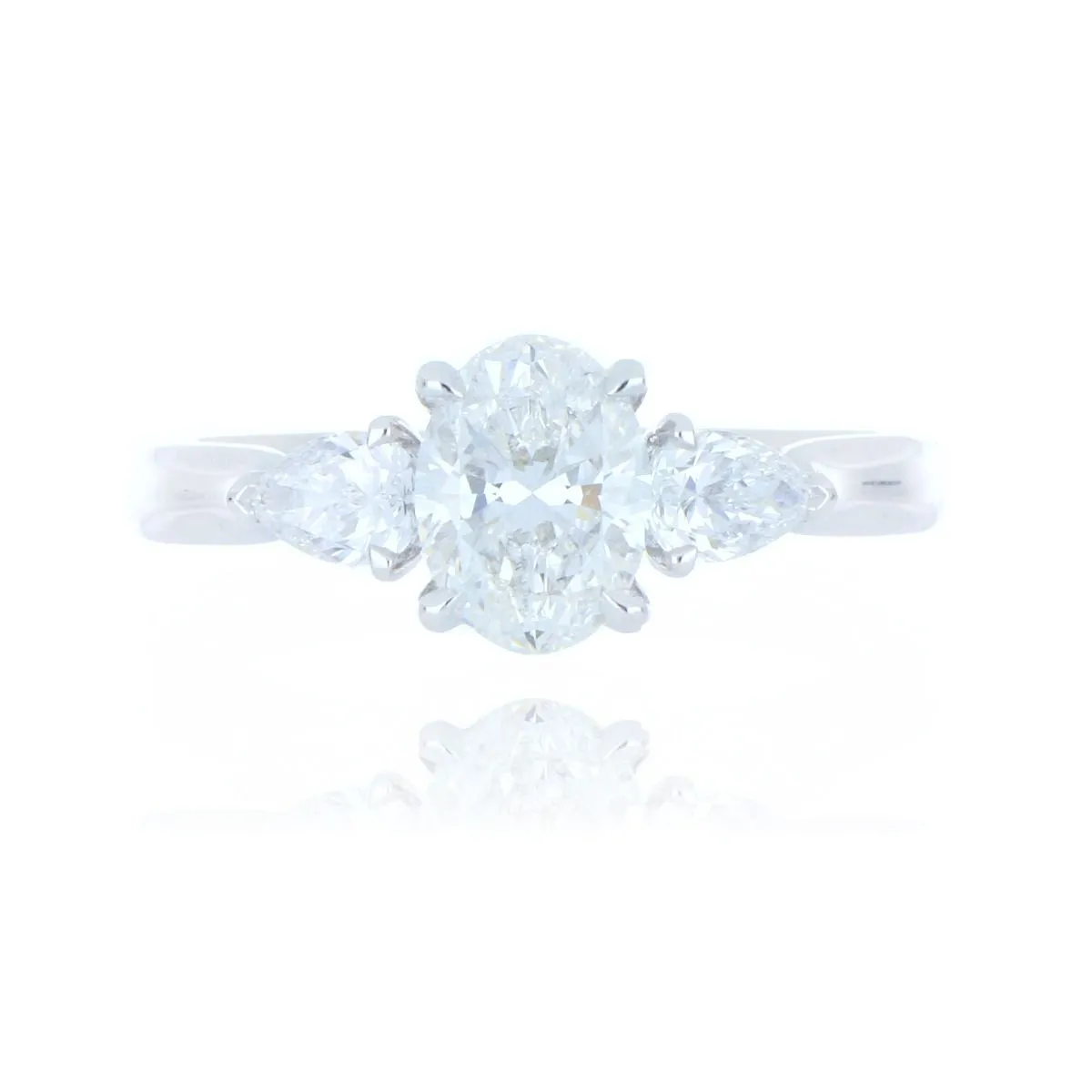 Platinum 1.00ct Oval Cut Diamond 3 Stone Ring