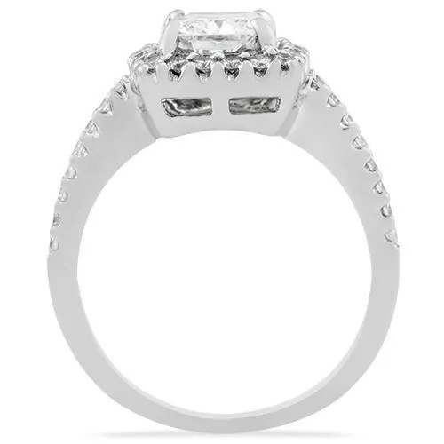 Platinum Cushion Cut Diamond Engagement Ring 1.81 Ctw