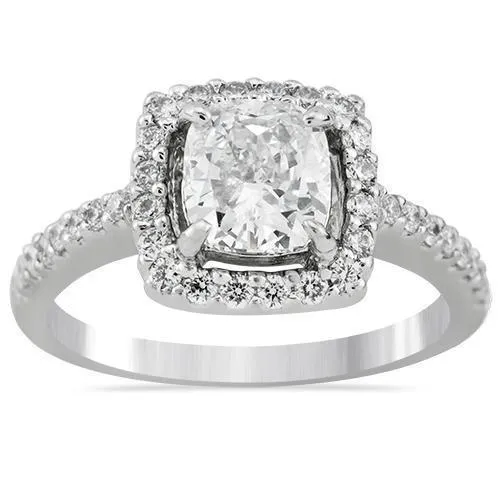 Platinum Cushion Cut Diamond Engagement Ring 1.81 Ctw