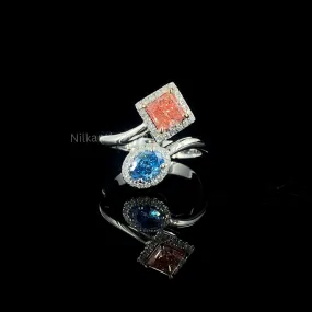 Princess and Oval toi et moi halo Ring