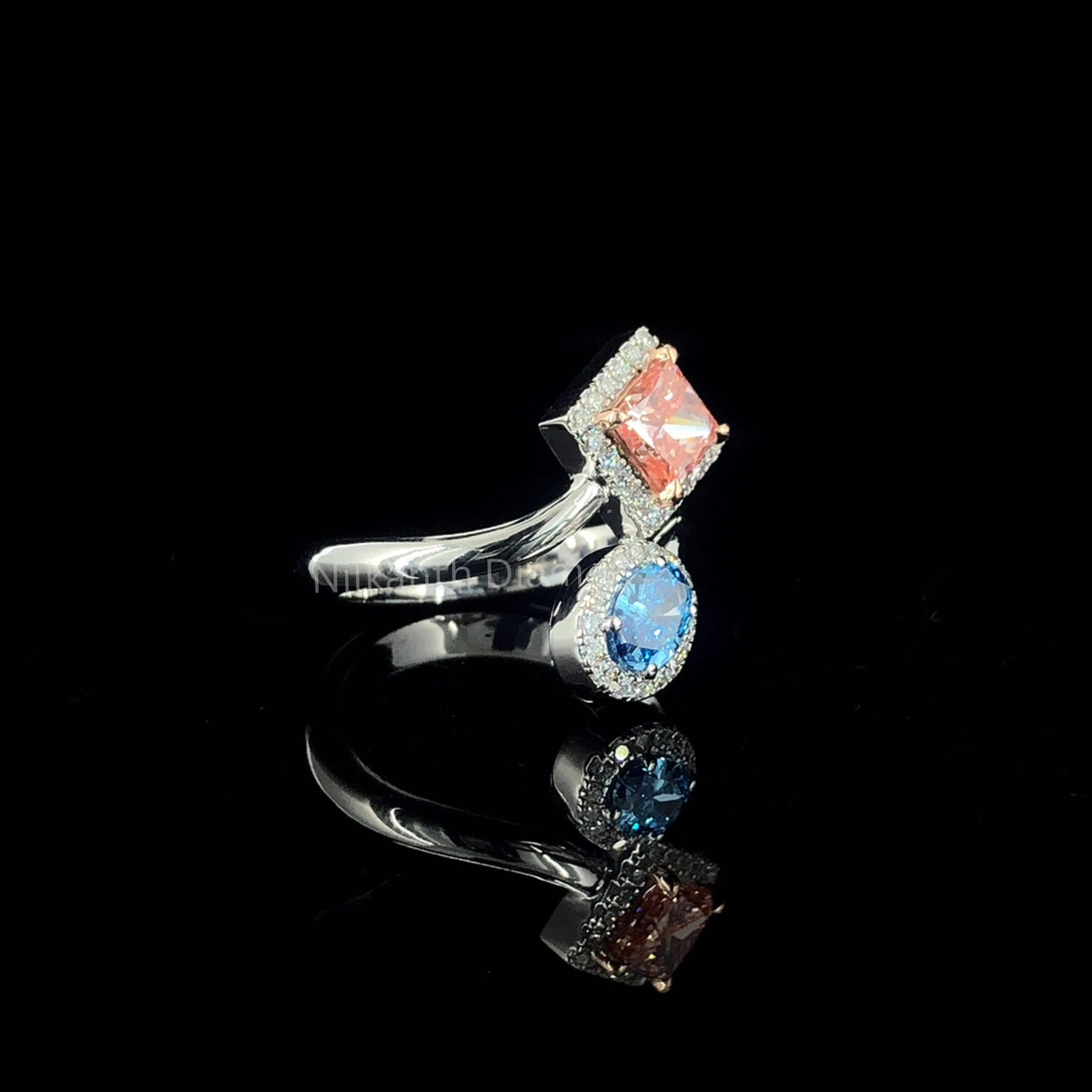 Princess and Oval toi et moi halo Ring