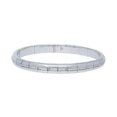 PURA GOLD STRETCH BRACELET WITH DIAMONDS ALL AROUND by Roberto Demeglio