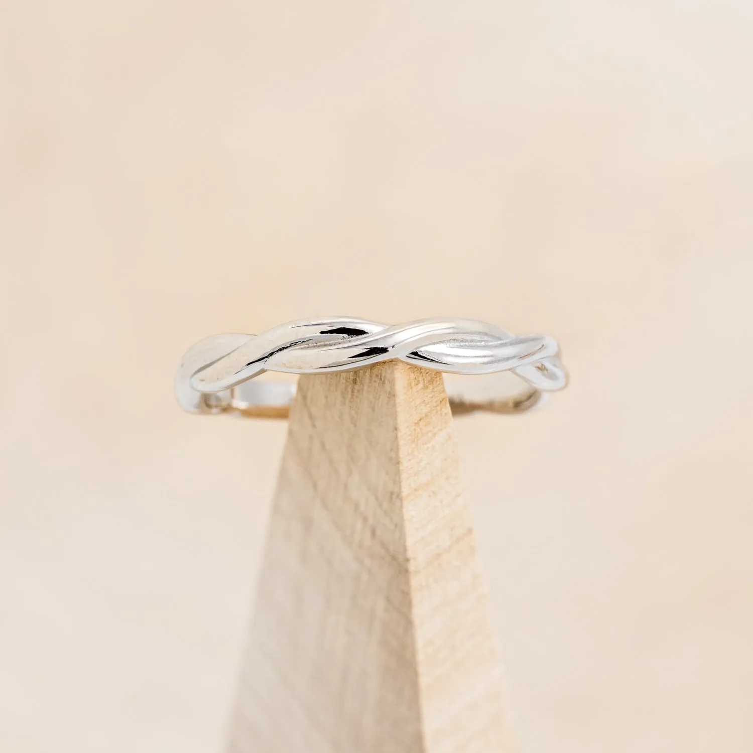 "EVERLEIGH" - EMERALD CUT MOONSTONE ENGAGEMENT RING WITH DIAMOND HALO & WOVEN STACKING BAND