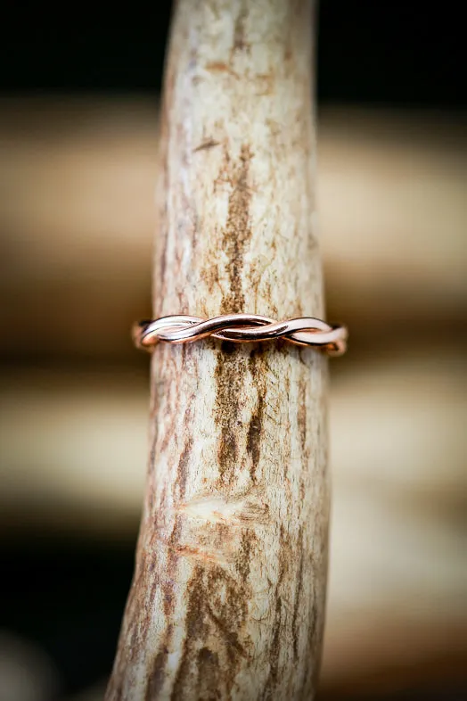 "EVERLEIGH" - EMERALD CUT MOONSTONE ENGAGEMENT RING WITH DIAMOND HALO & WOVEN STACKING BAND