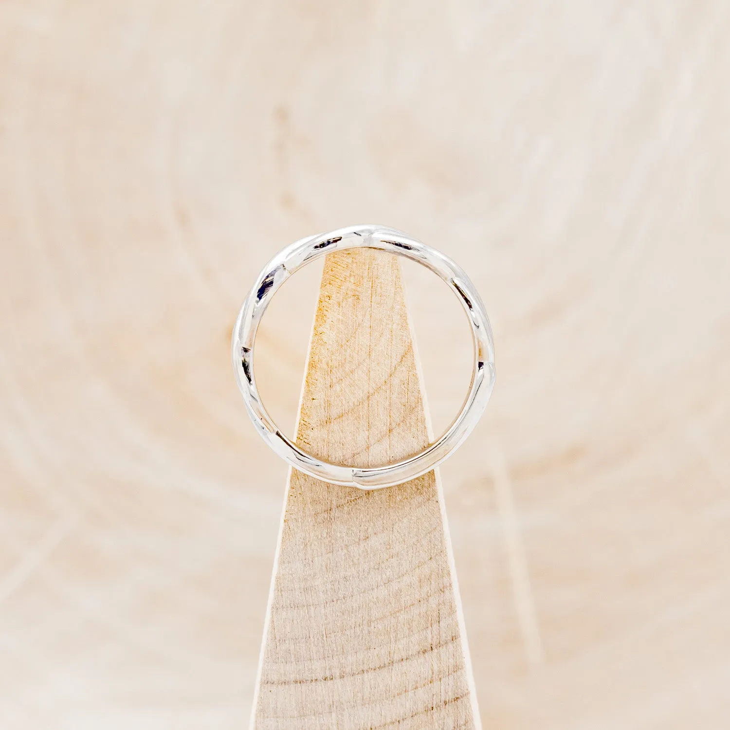 "EVERLEIGH" - EMERALD CUT MOONSTONE ENGAGEMENT RING WITH DIAMOND HALO & WOVEN STACKING BAND