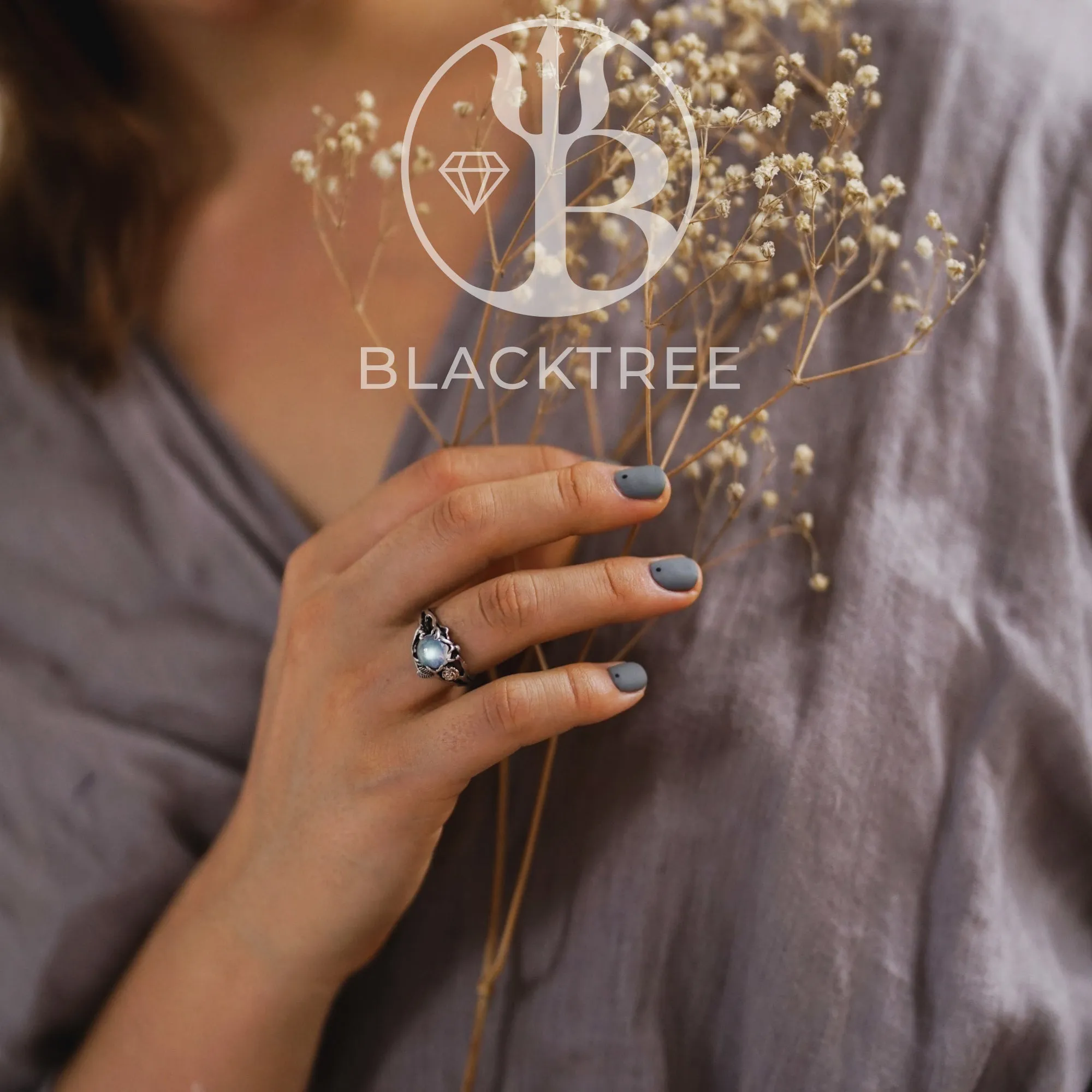 Rainbow Moonstone Ring "Cleo"