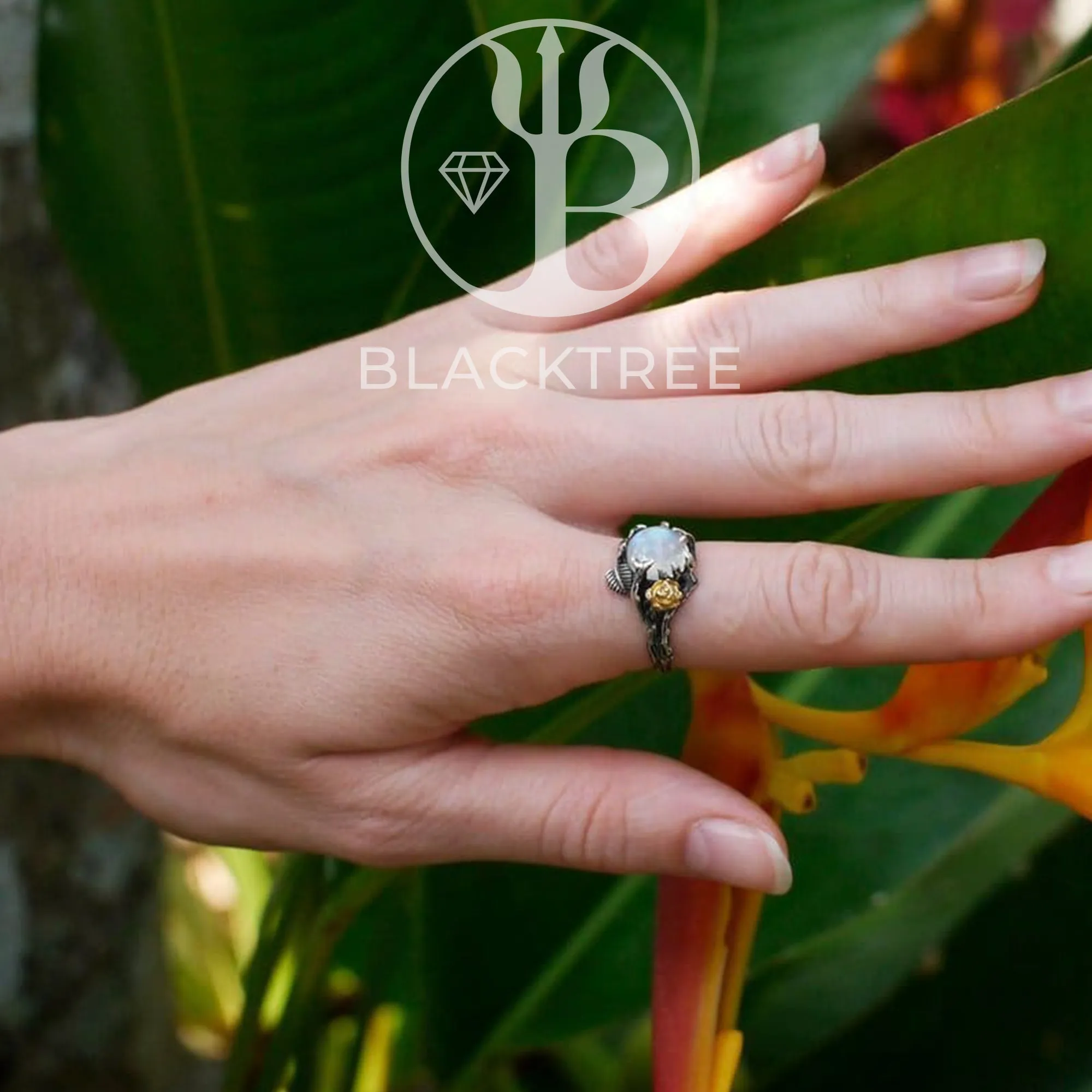 Rainbow Moonstone Ring "Cleo"