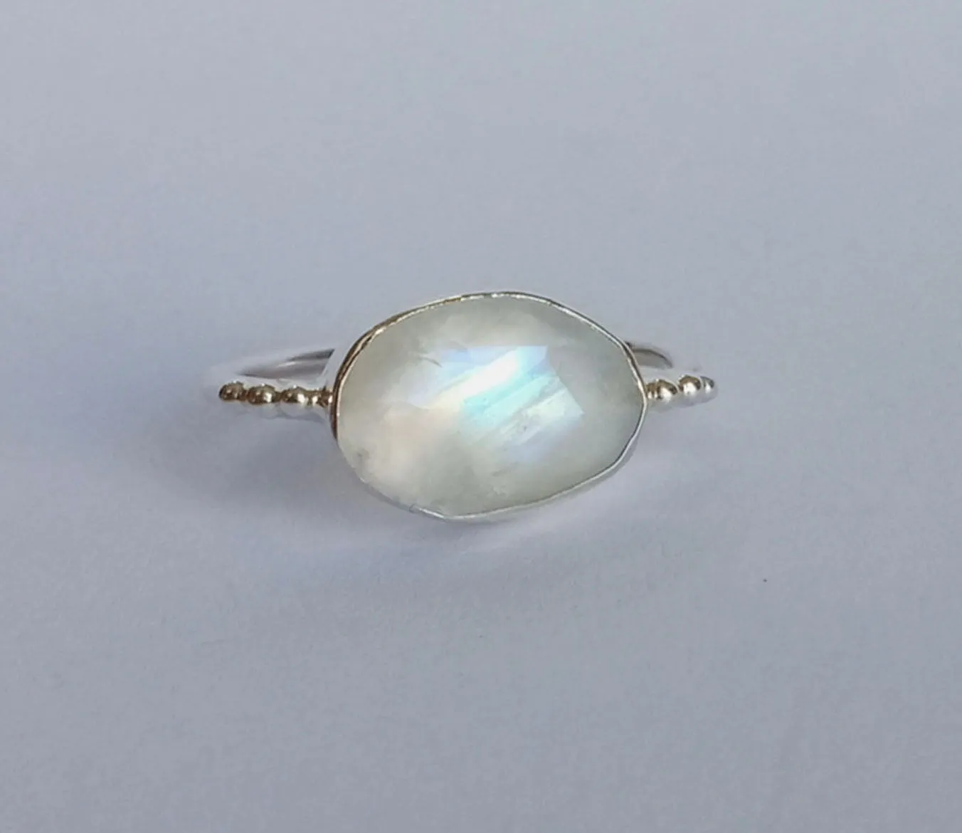 Rainbow Moonstone Sterling Silver Ring