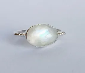 Rainbow Moonstone Sterling Silver Ring