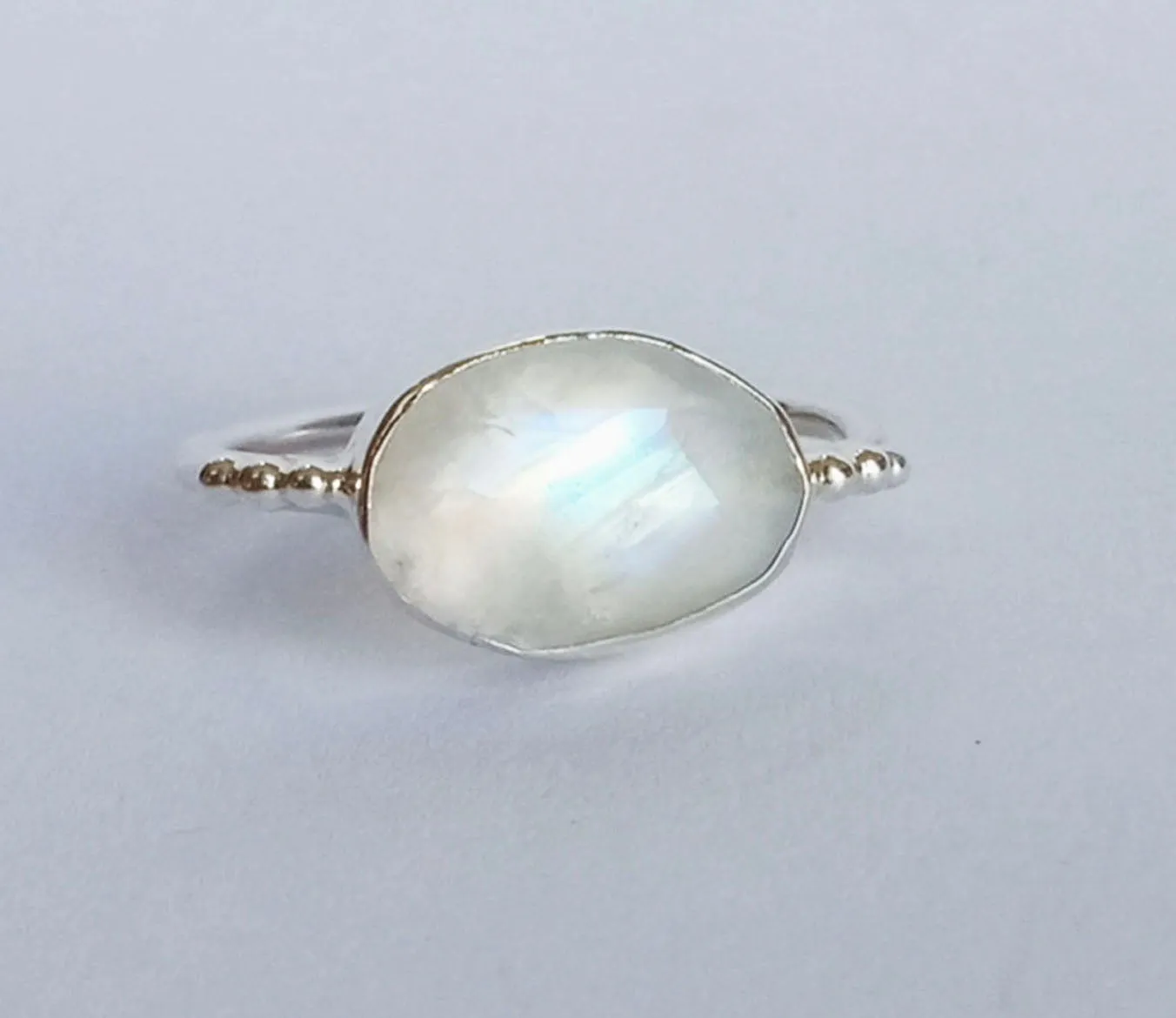 Rainbow Moonstone Sterling Silver Ring