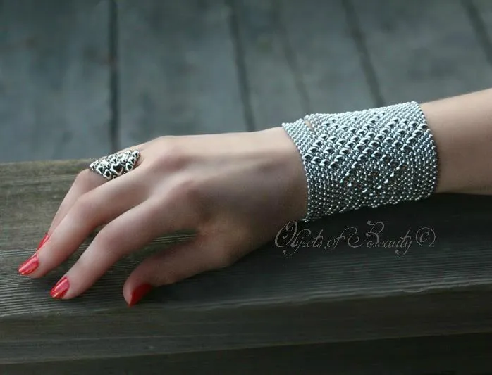 Ring Three SG Liquid Silver Mesh Ring
