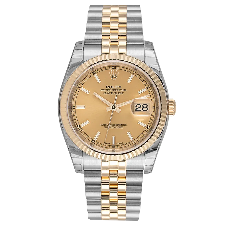 Rolex DateJust 36mm Stainless Steel & Yellow Gold Champagne/Index Dial 116233