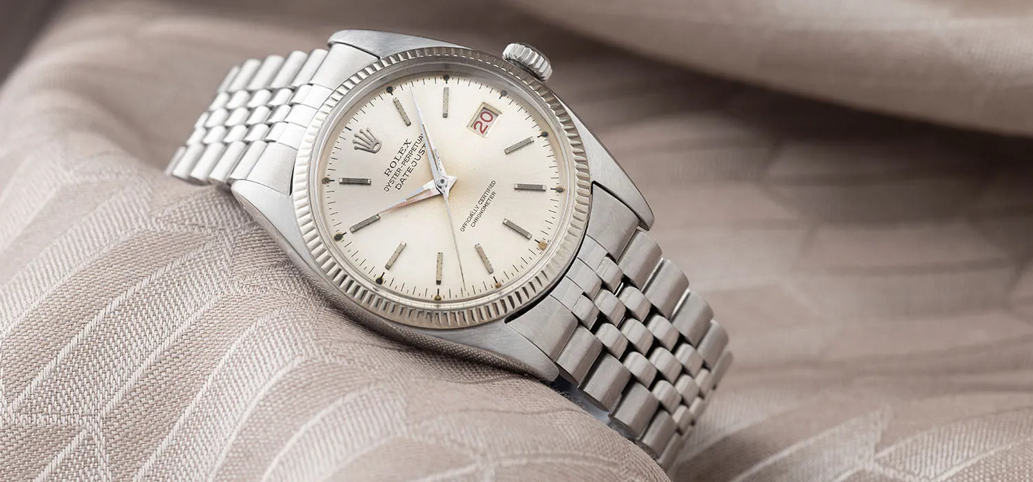 Rolex Datejust 6305 Ovettone Silver Dial with White Gold Bezel