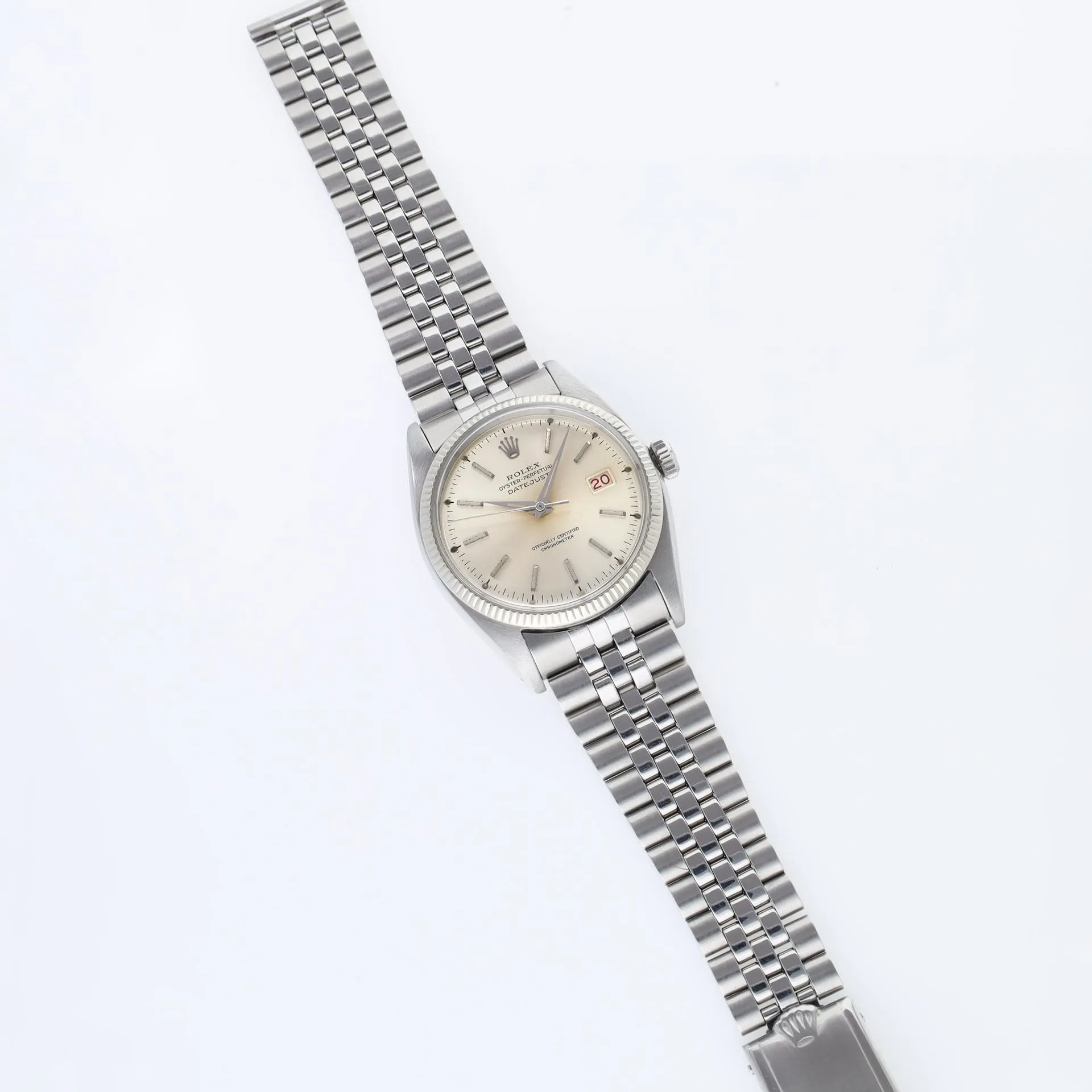 Rolex Datejust 6305 Ovettone Silver Dial with White Gold Bezel