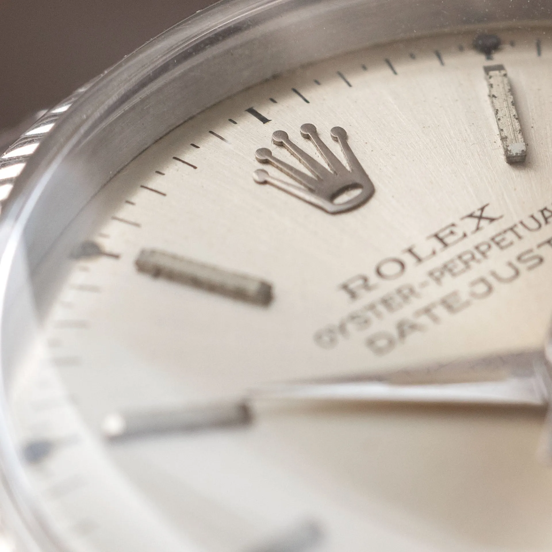 Rolex Datejust 6305 Ovettone Silver Dial with White Gold Bezel