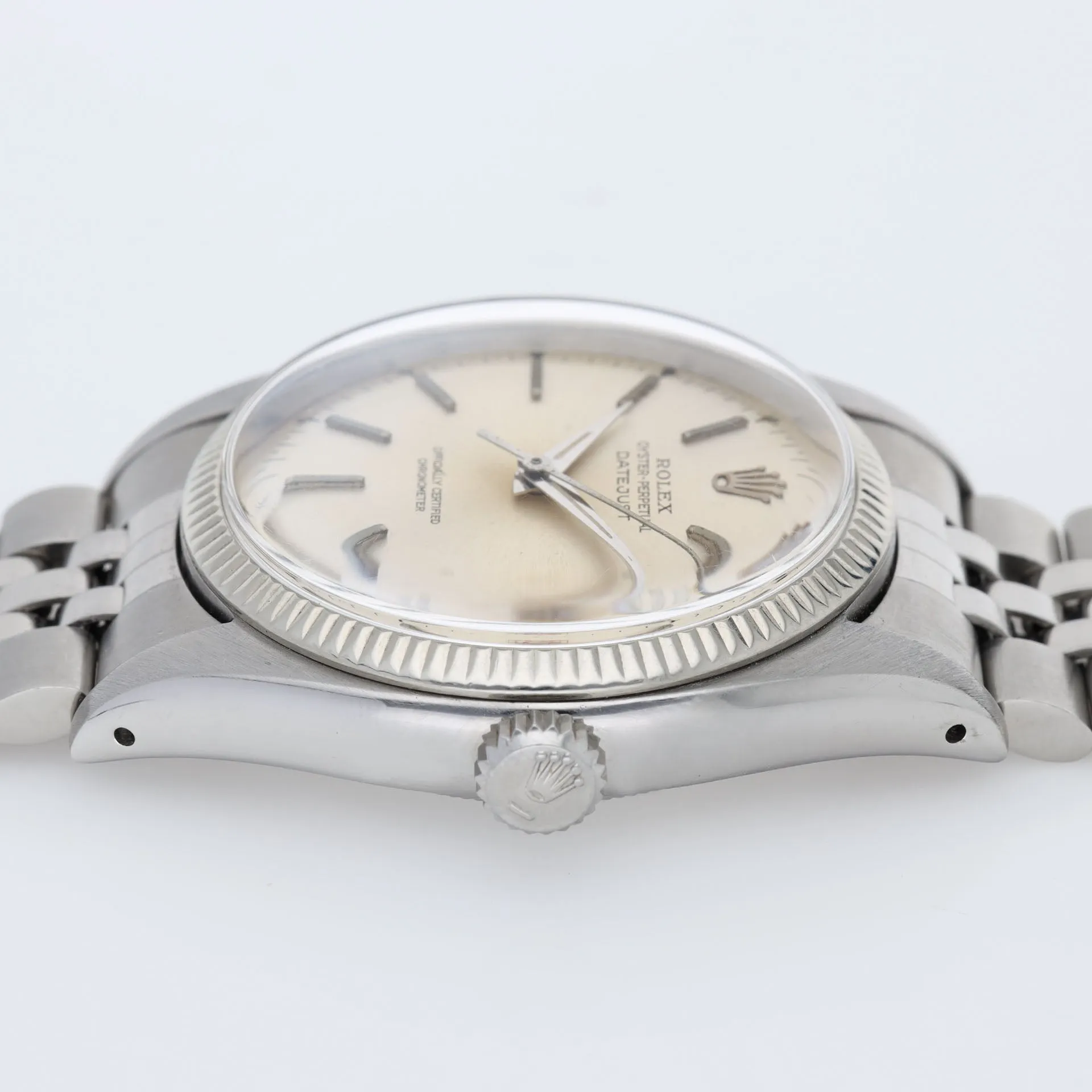Rolex Datejust 6305 Ovettone Silver Dial with White Gold Bezel