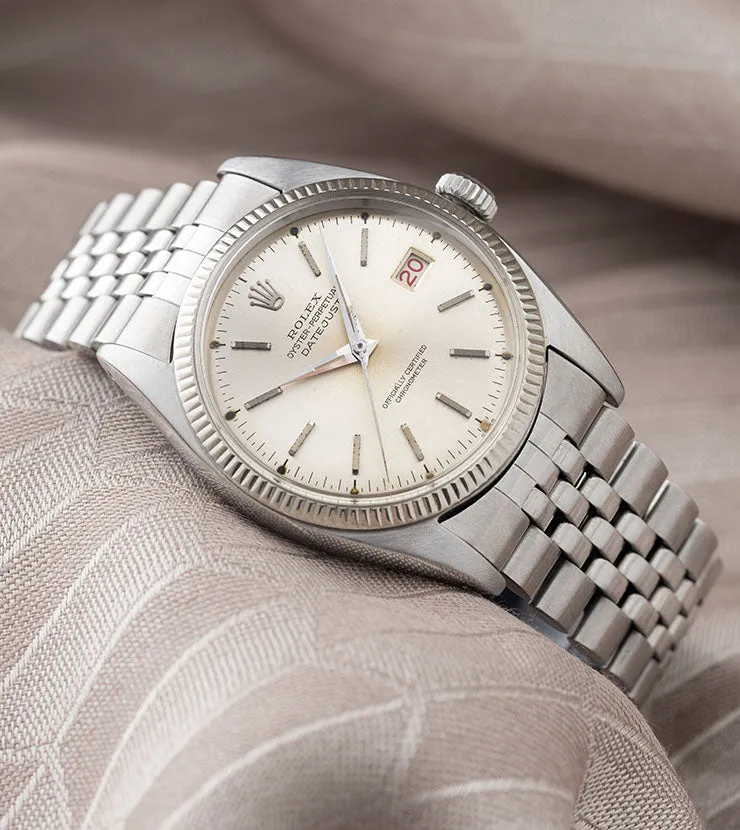 Rolex Datejust 6305 Ovettone Silver Dial with White Gold Bezel