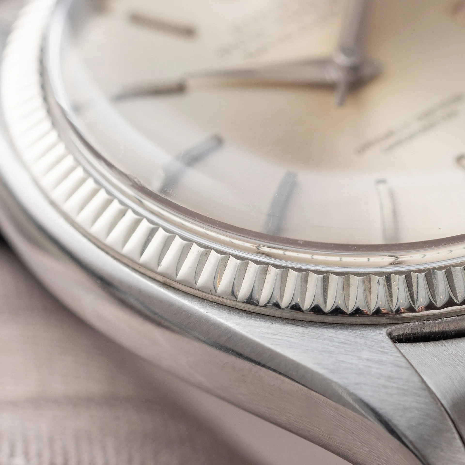 Rolex Datejust 6305 Ovettone Silver Dial with White Gold Bezel