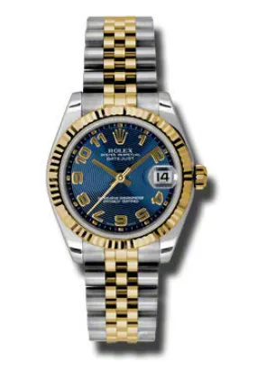 Rolex Datejust Lady 31 Blue Concentric Circle Dial Stainless Steel and 18K Yellow Gold Jubilee Bracelet Automatic Watch 178273BLCAJ