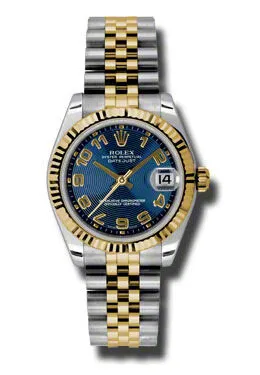 Rolex Datejust Lady 31 Blue Concentric Circle Dial Stainless Steel and 18K Yellow Gold Jubilee Bracelet Automatic Watch 178273BLCAJ