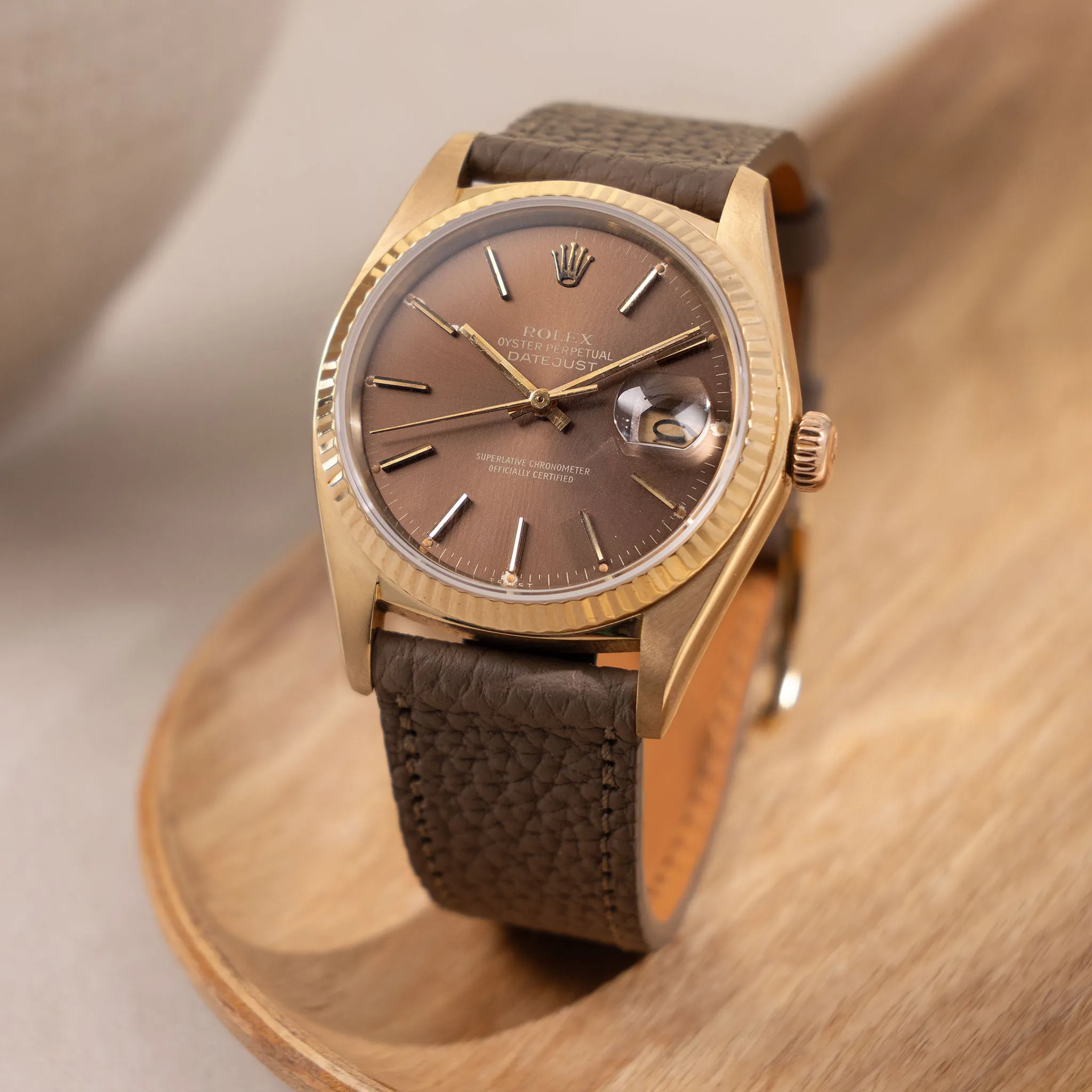 Rolex Datejust "Cappuccino "dial in 18k yellow gold ref 16018