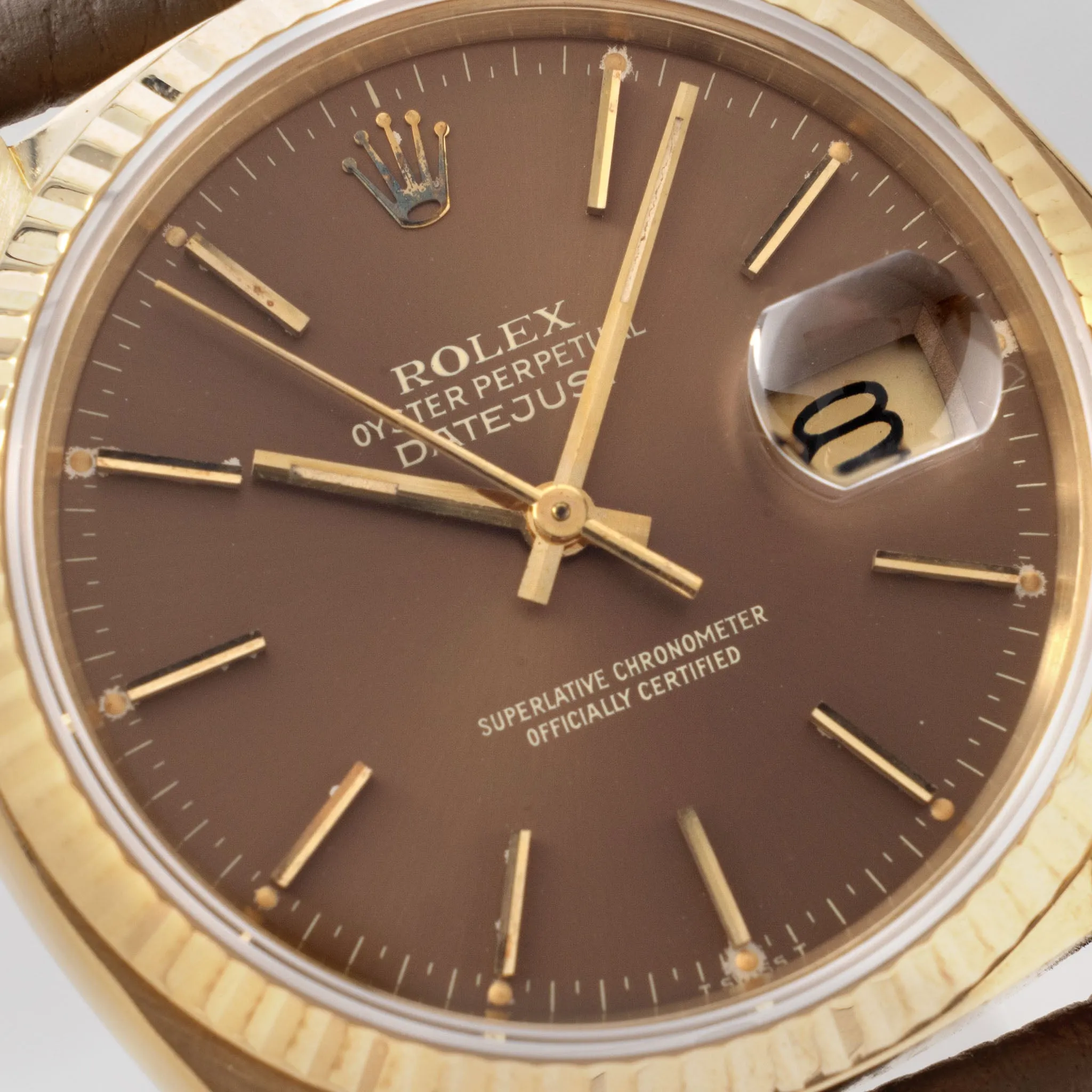 Rolex Datejust "Cappuccino "dial in 18k yellow gold ref 16018