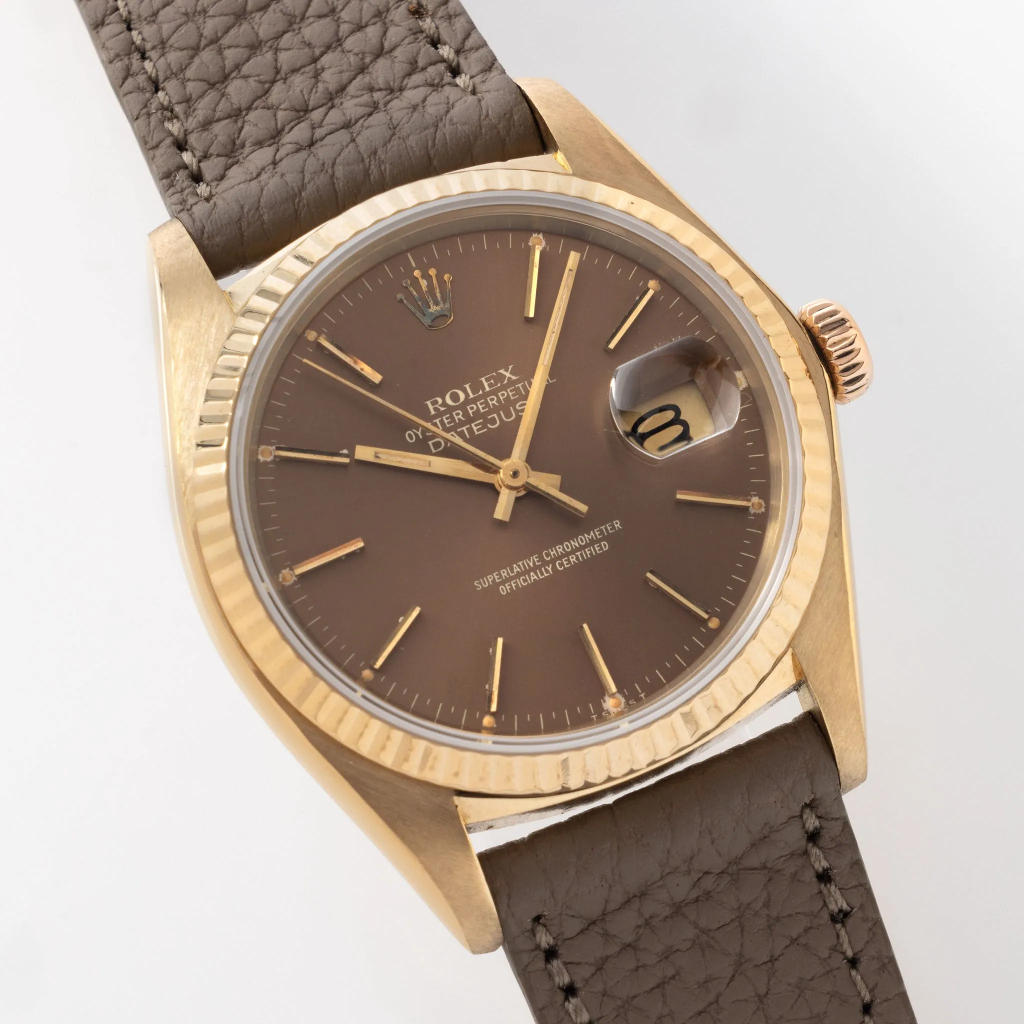 Rolex Datejust "Cappuccino "dial in 18k yellow gold ref 16018