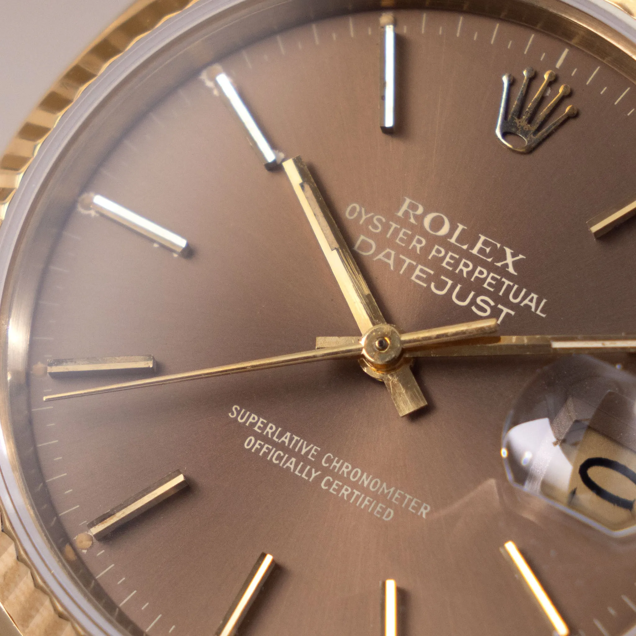 Rolex Datejust "Cappuccino "dial in 18k yellow gold ref 16018