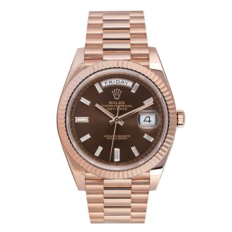 Rolex Day-Date 40 18ct Everose Gold Chocolate/Diamond Watch 228235