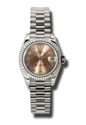 Rolex Lady-Datejust 26 Pink Dial 18K White Gold President Automatic Ladies Watch 179179PRP