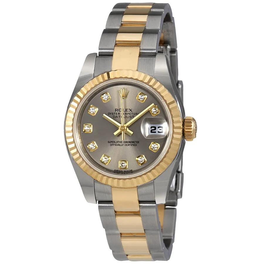 Rolex Lady Datejust Automatic Rhodium Diamond Dial Watch 179173RDO