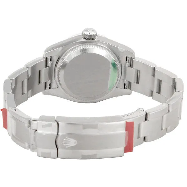 Rolex Lady Oyster Perpetual Silver Maxi Dial Fluted 18k White Gold Bezel Ladies Watch 176234SMAXI