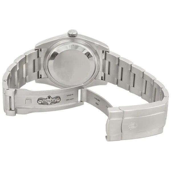 Rolex Oyster Perpetual 36 mm Silver Dial With Blue Center Dial Stainless Steel Bracelet Automatic Men's Watch 116034SBLAO