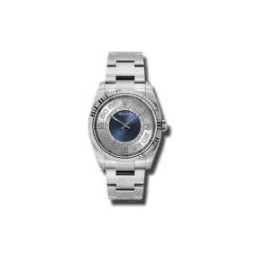 Rolex Oyster Perpetual 36 mm Silver Dial With Blue Center Dial Stainless Steel Bracelet Automatic Men's Watch 116034SBLAO